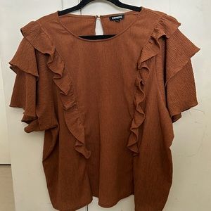 Express Brown Ruffle top